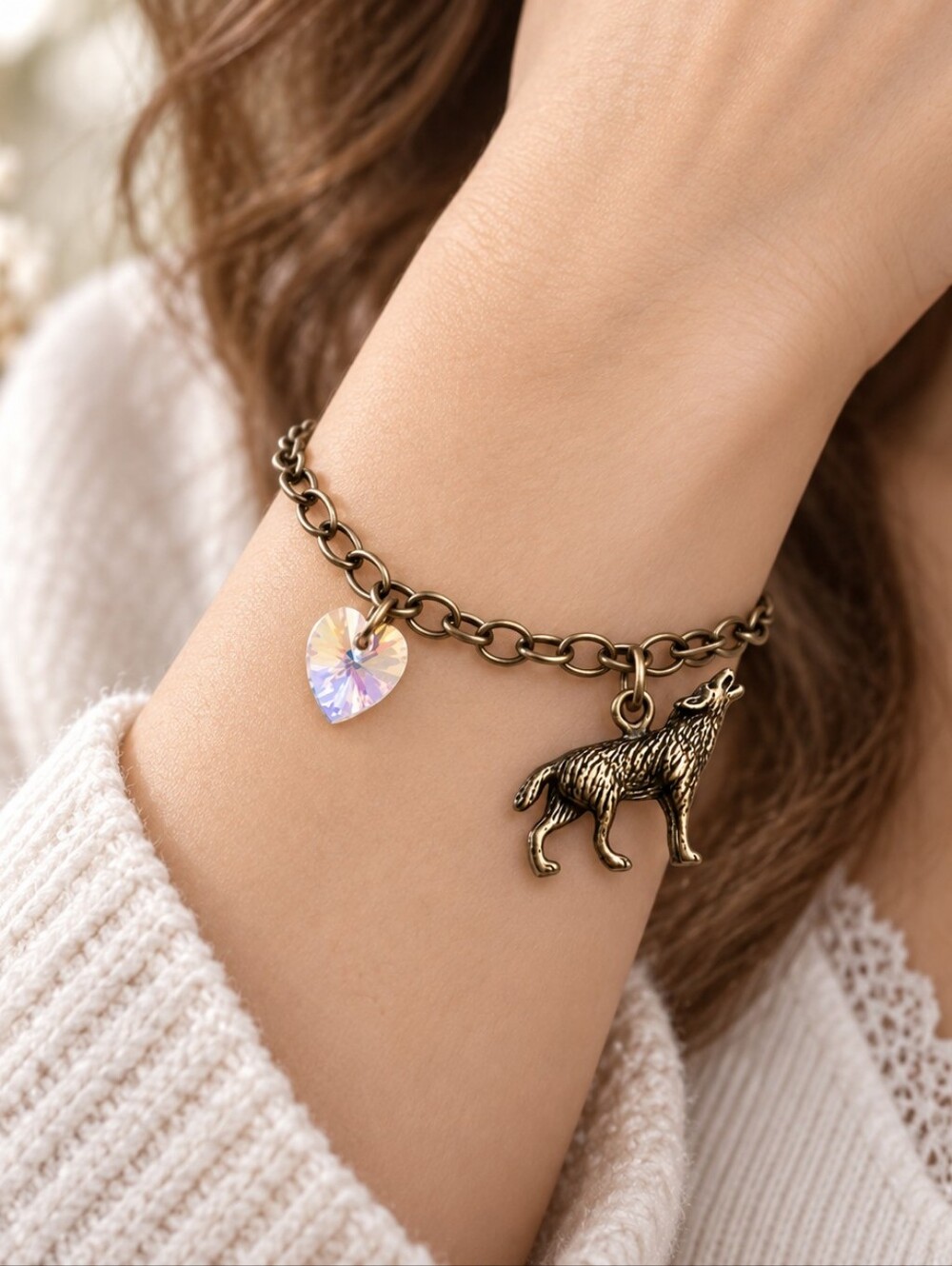 MODCLOTH CRYSTAL WEREWOLF BRONZE TWILIGHT FANGEAR BRACELET 1